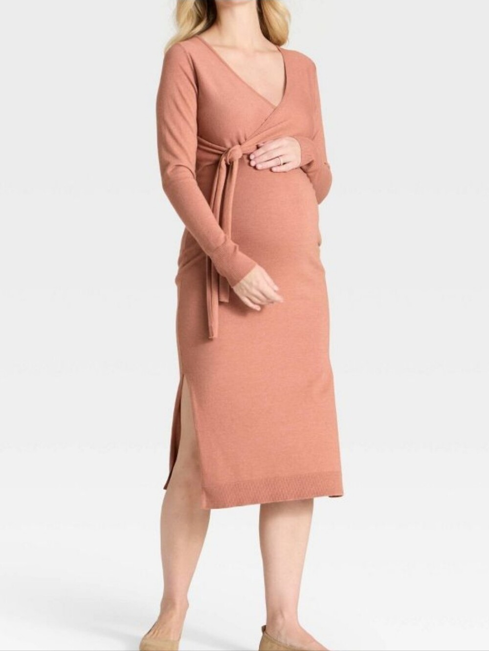 Isabel Maternity by Ingrid & Isabel Dusty Rose Long-Sleeve Wrap Midi Dress